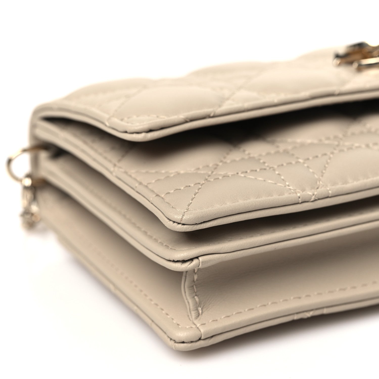 Christian Dior Lambskin Cannage Mini My Dior Top Handle Clutch Beige 9 of 10