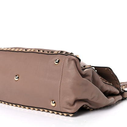 Valentino Garavani Vitello Rockstud Single Handle Flap Bag Beige 8 of 10