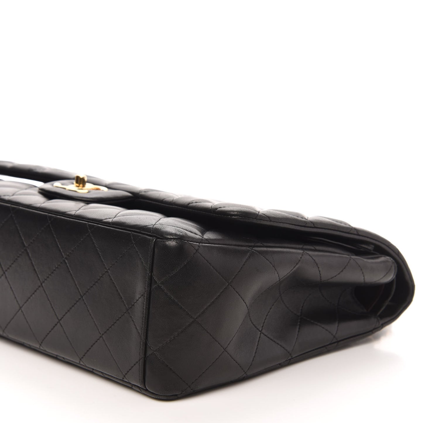 Lambskin Quilted Maxi Double Flap Black