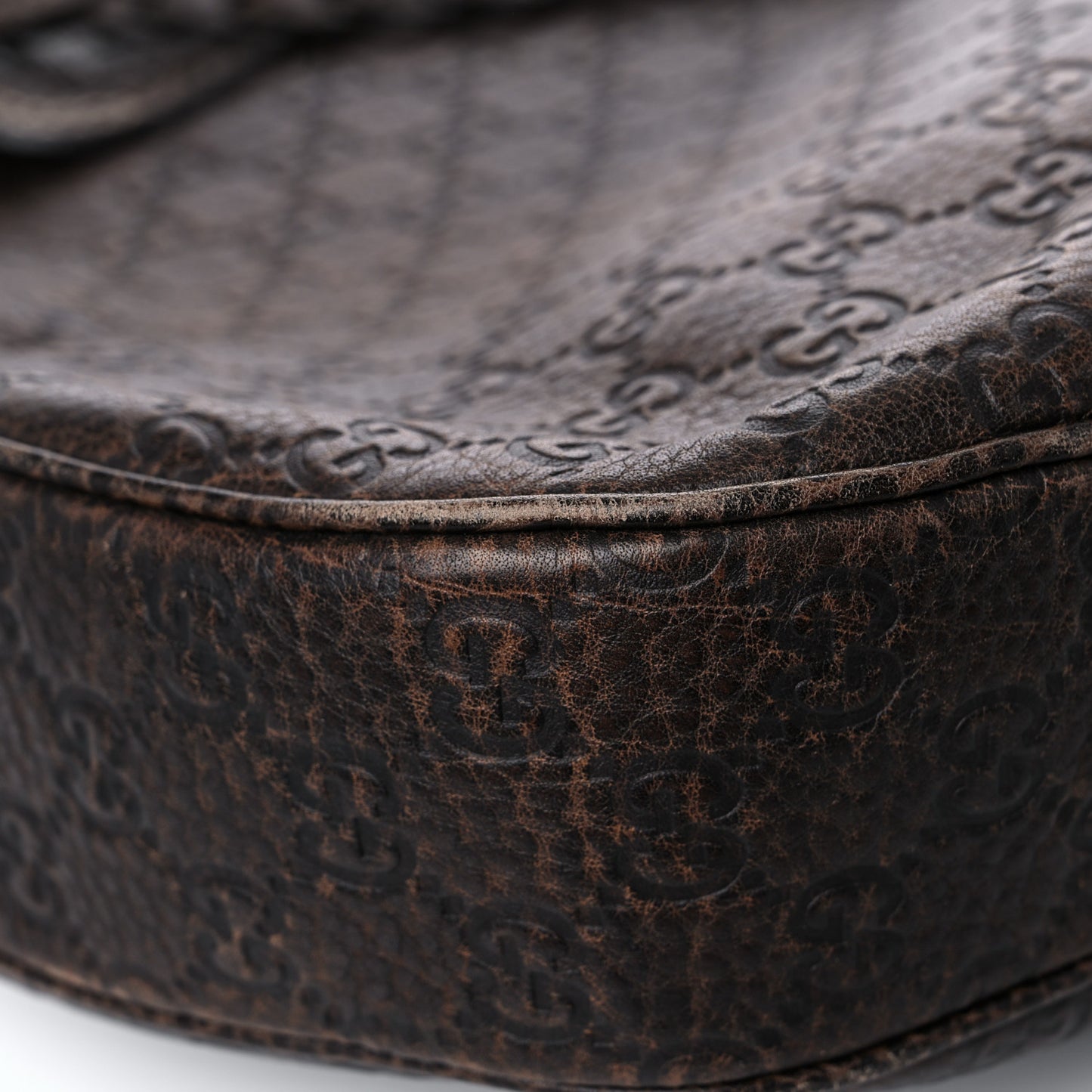 Guccissima Large New Pelham Satchel Dark Brown
