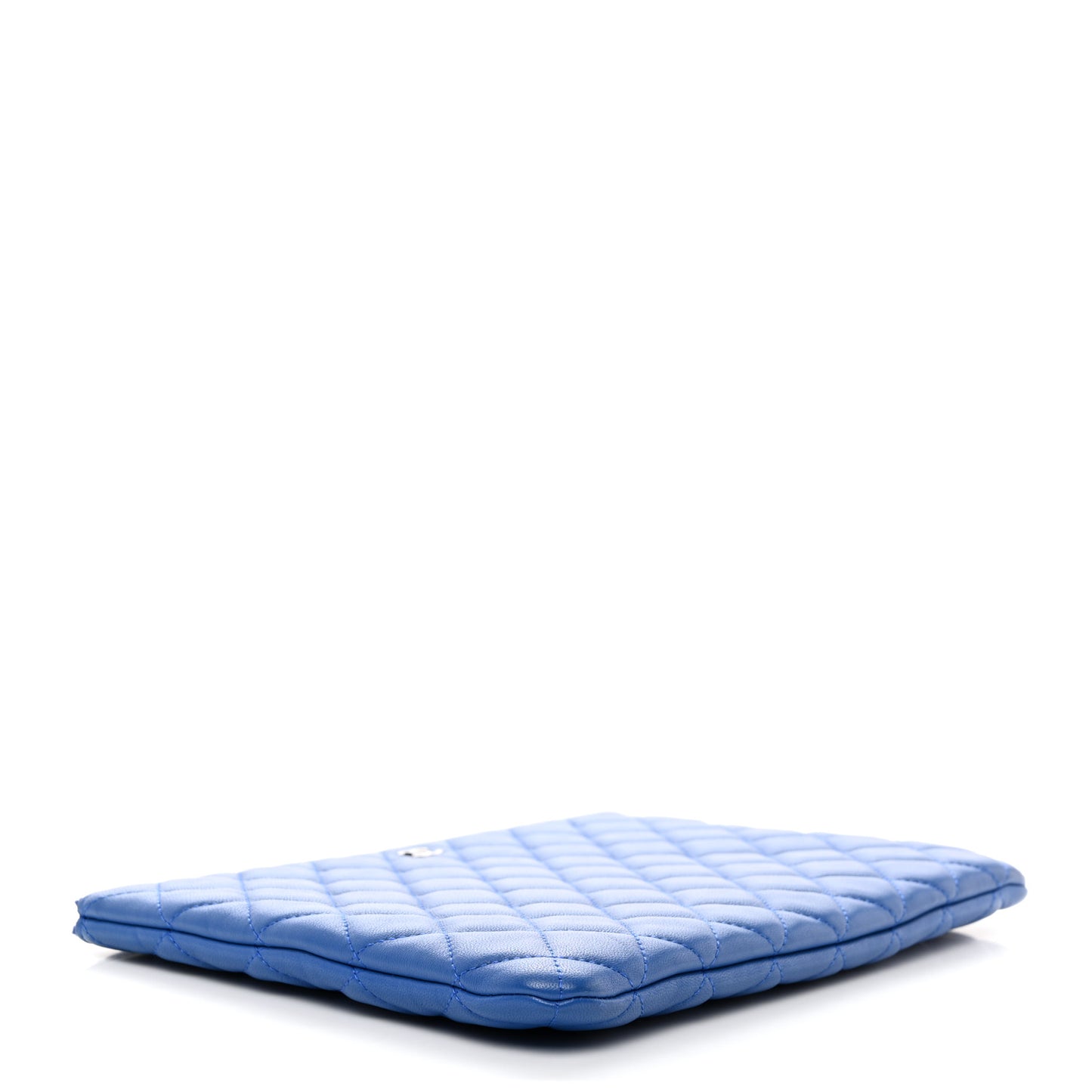 Lambskin Quilted Medium Cosmetic Case Blue