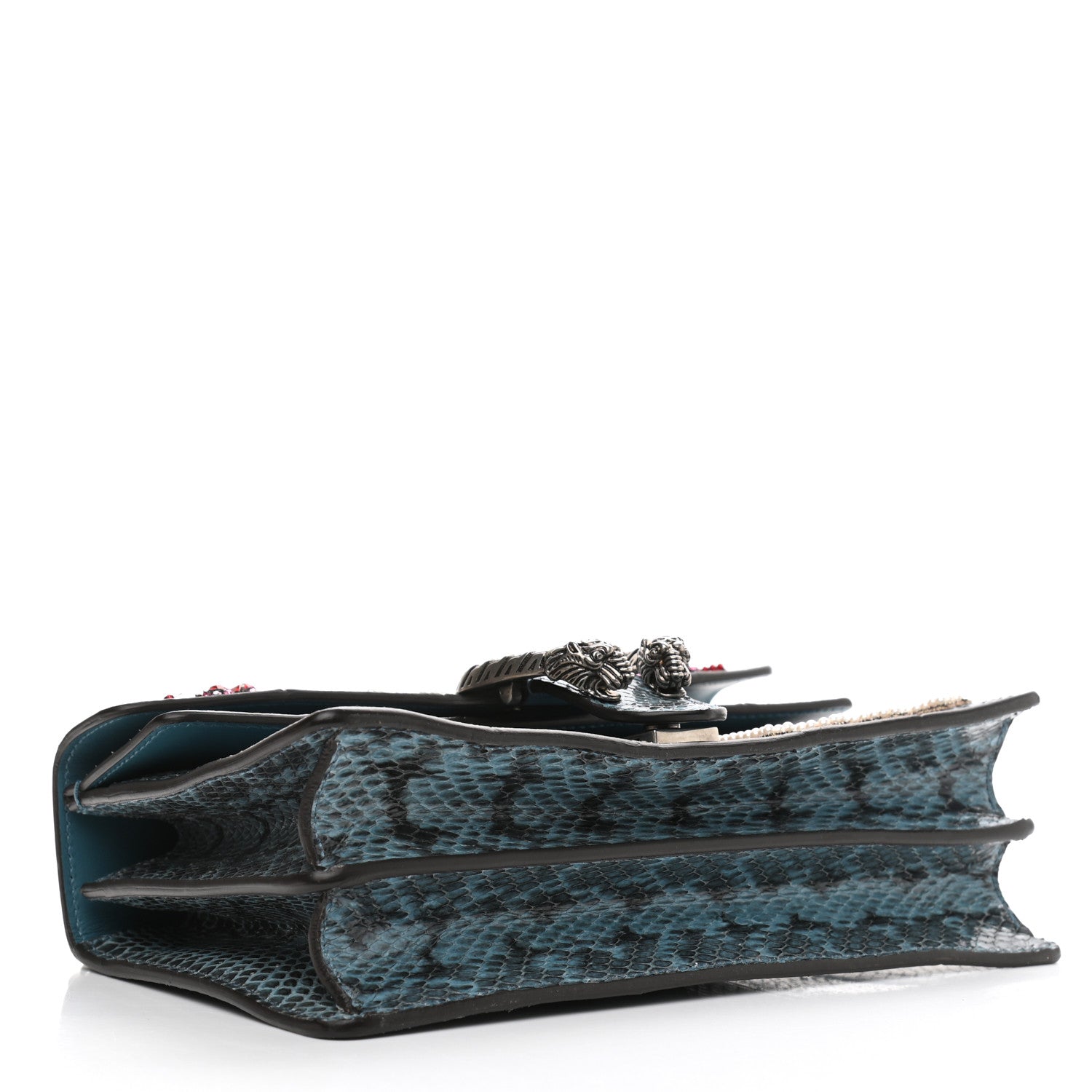 Gucci Snakeskin Blind For Love Embroidered Small Dionysus Shoulder Bag Ultramarine Multicolor 4 of 11