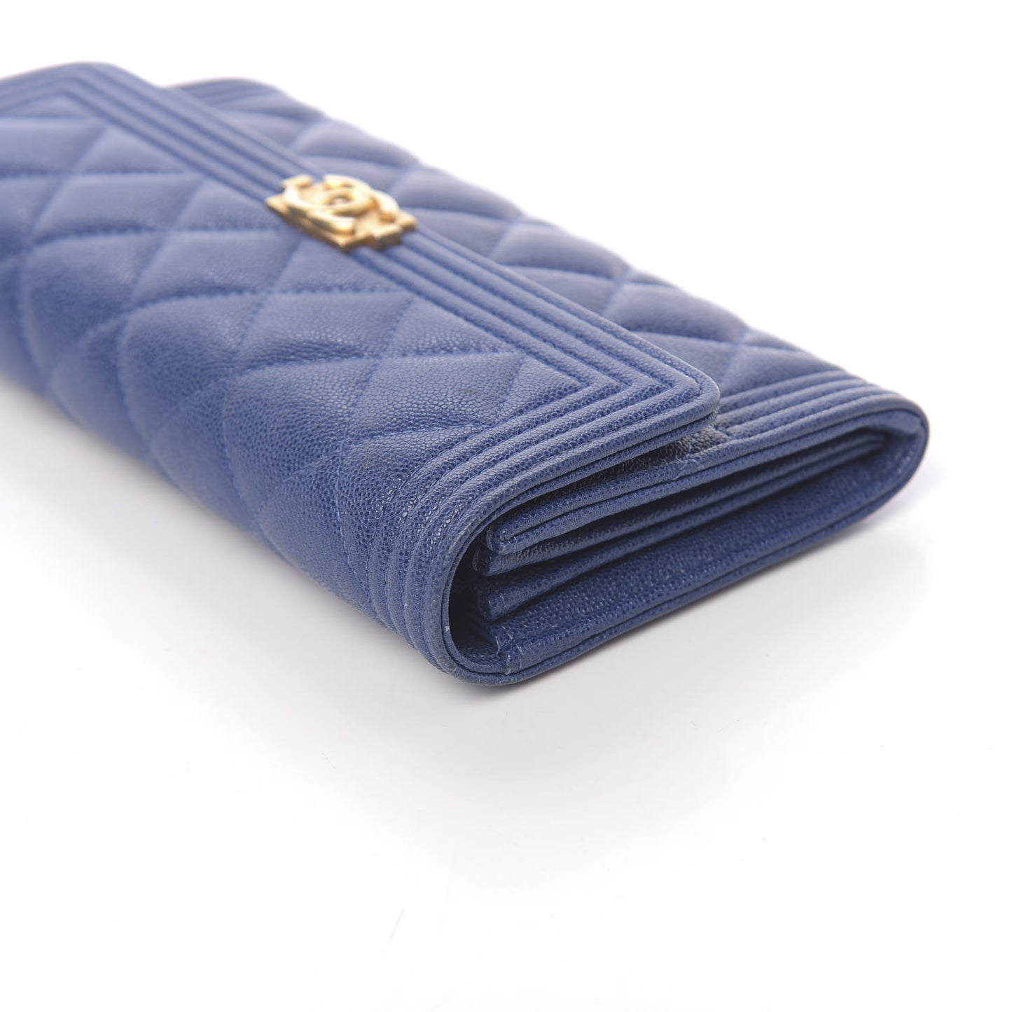 Caviar Quilted Boy Flap Wallet Blue