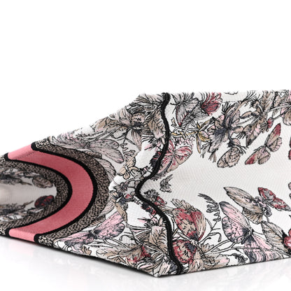 Christian Dior Canvas Embroidered Large Butterfly Around The World Book Tote White Pastel Pink 9 of 12