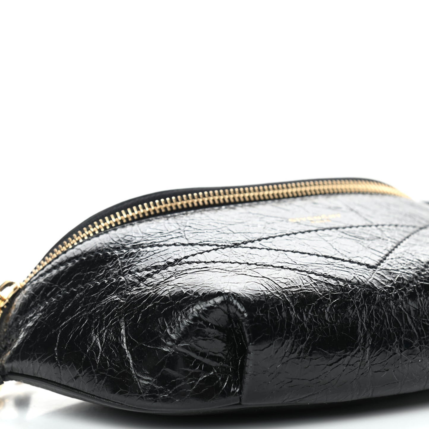 Crackle Calfskin ID Belt Bag Black