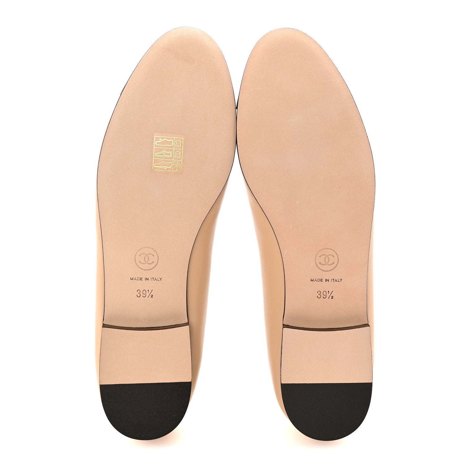 Chanel Lambskin Cap Toe CC Ballerina Flats 39.5 Beige Black 6 of 10