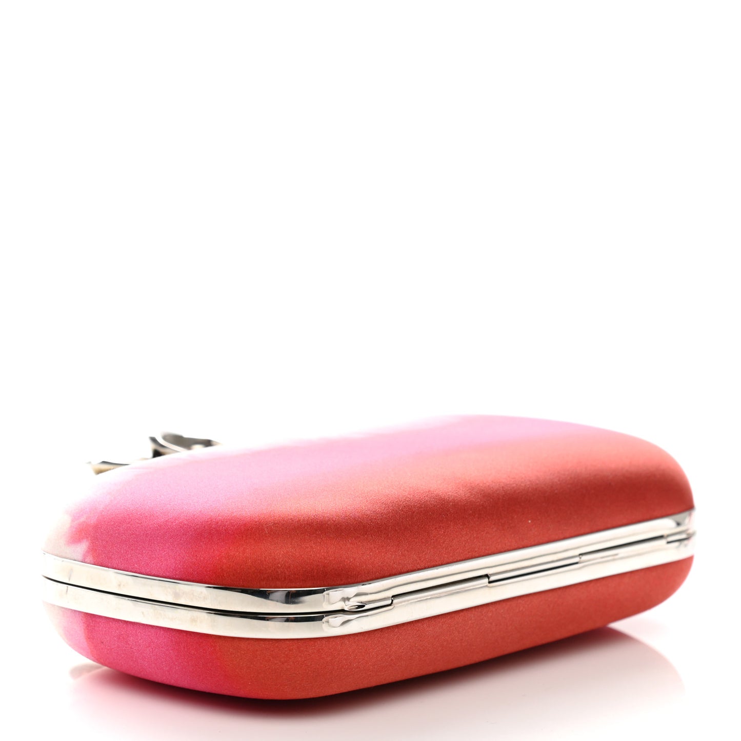 Satin Salamander Knuckle Box Clutch Fuchsia Red