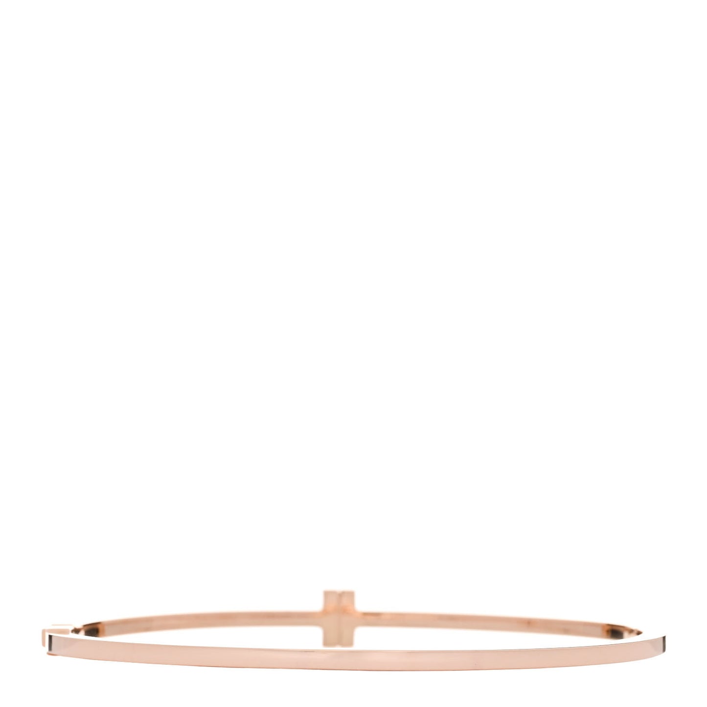18K Rose Gold Diamond T Hinged Wire Bangle Bracelet