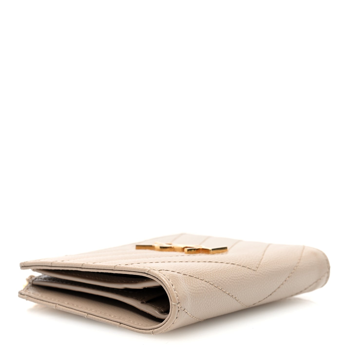 Grain De Poudre Matelasse Chevron Monogram Zipped Card Case Dark Beige