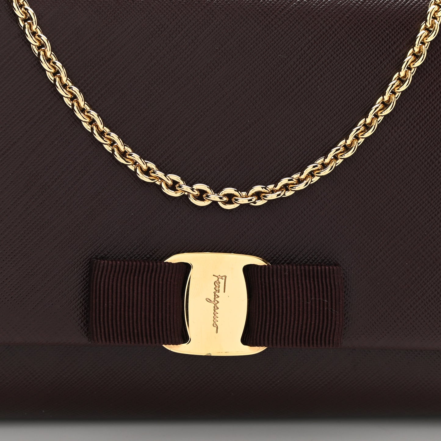 Calfskin Mini Miss Vara Bow Chain Bag Plum