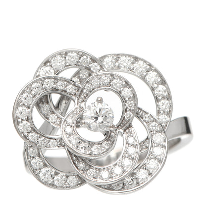 Chanel 18K White Gold Diamond Fil de Camélia Ring 53 6.25 1 of 6