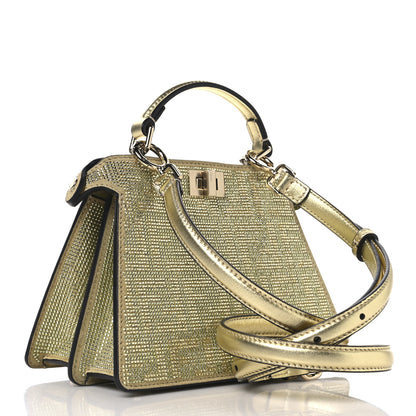 Fendi Crystal Vitello Laminato FF Petite Peekaboo I SEE U Satchel Crystal Platinum Light Gold 3 of 9