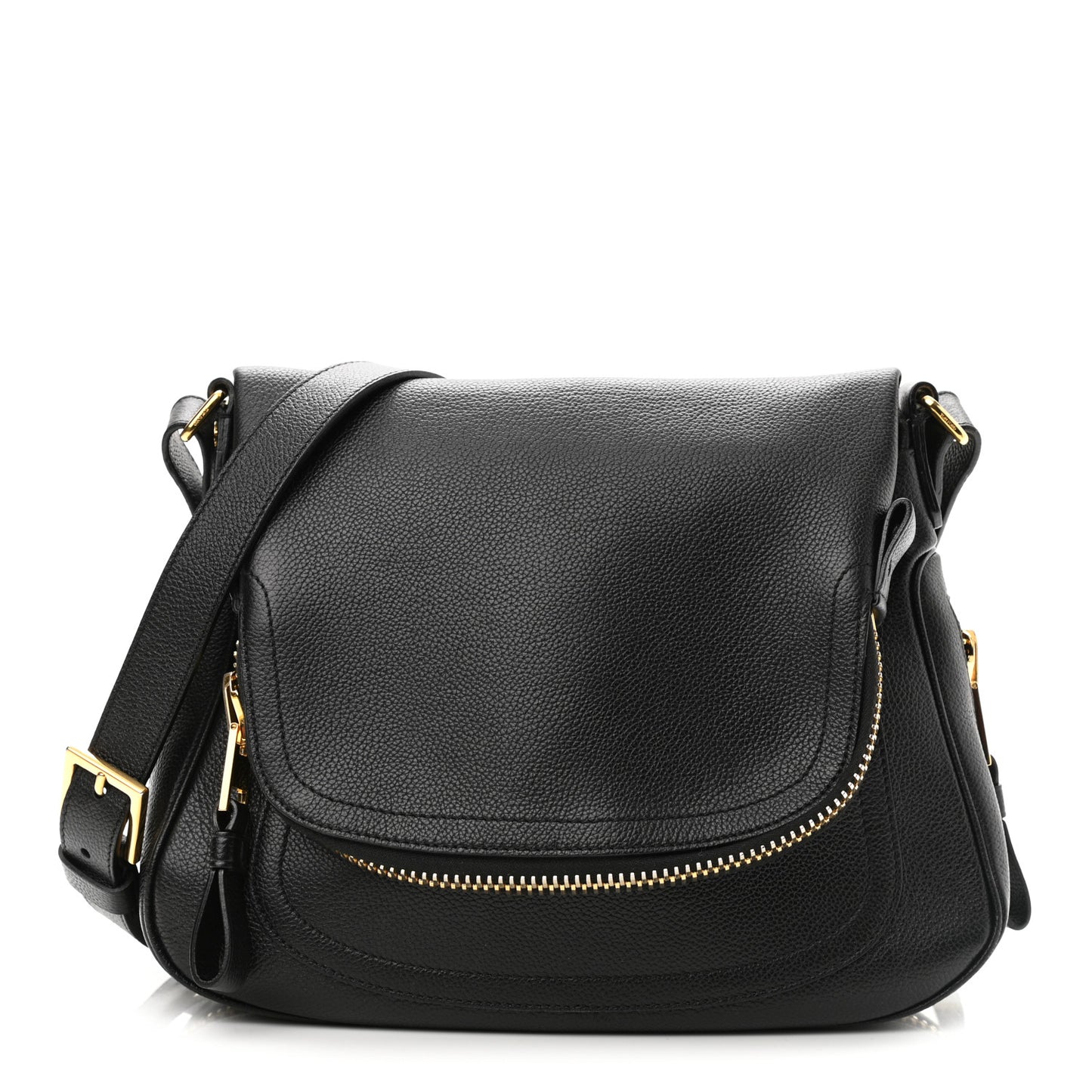 Grained Calfskin Medium Jennifer Crossbody Bag Black