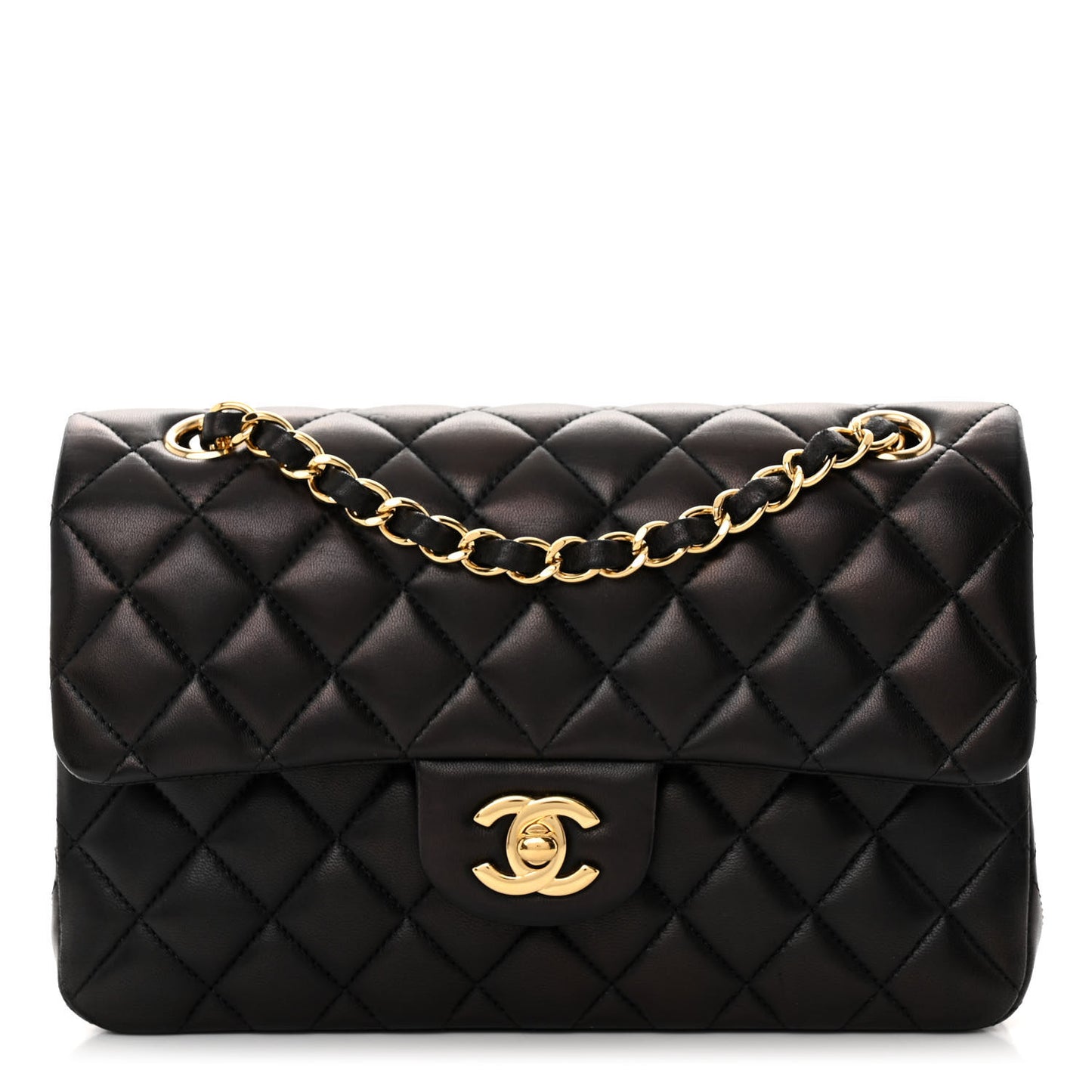 Lambskin Quilted Small Double Flap Black