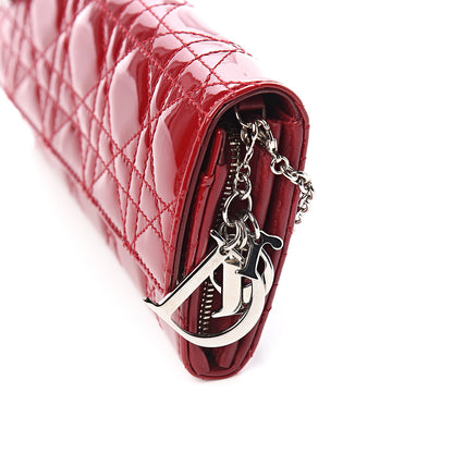 Christian Dior Patent Cannage Rendezvous Chain Wallet Red 9 of 9