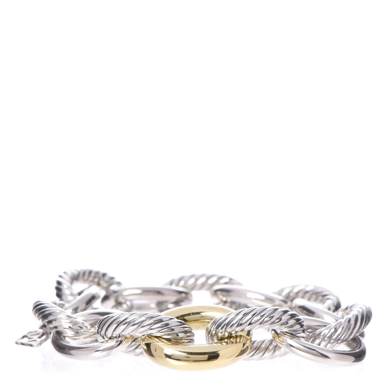 David Yurman Sterling Silver 18K Yellow Gold 19mm Extra Large Oval Link Bracelet 1 of 9