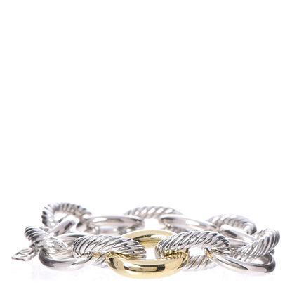 David Yurman Sterling Silver 18K Yellow Gold 19mm Extra Large Oval Link Bracelet 1 of 9