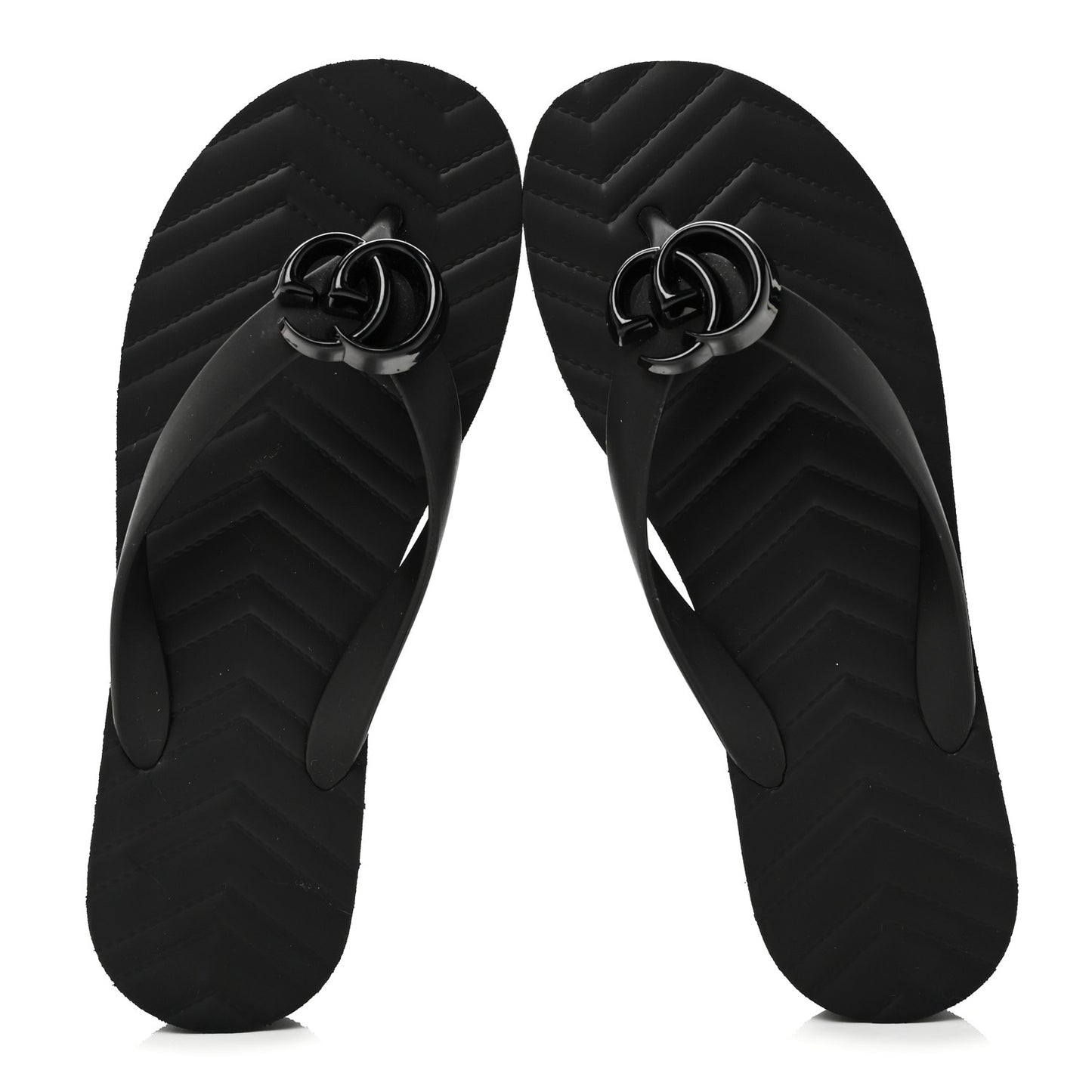 Rubber Chevron Womens GG Thong Sandals 35 Black