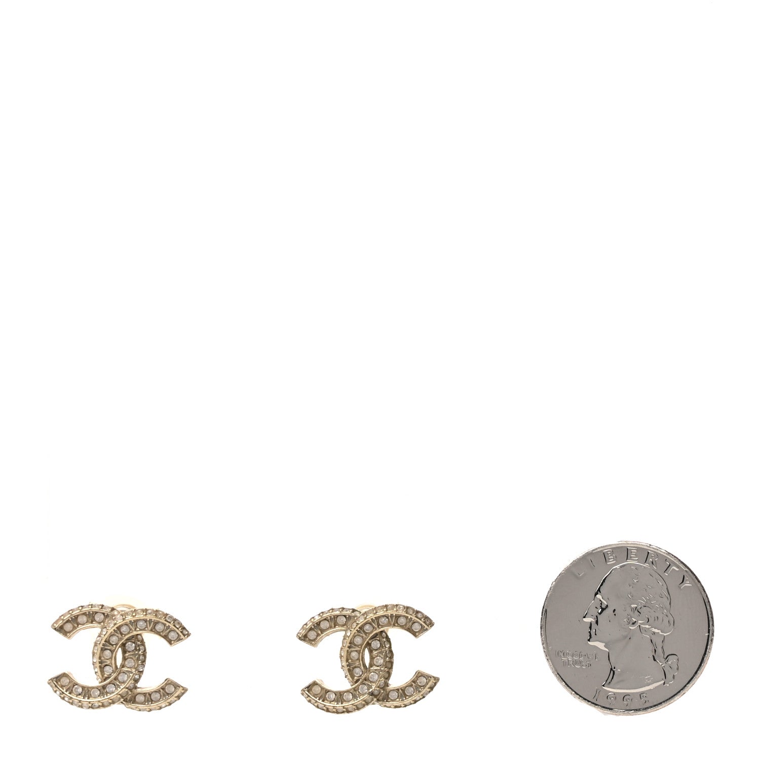 Chanel Crystal Timeless CC Earrings Light Gold 2 of 6
