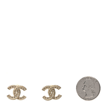 Chanel Crystal Timeless CC Earrings Light Gold 2 of 6