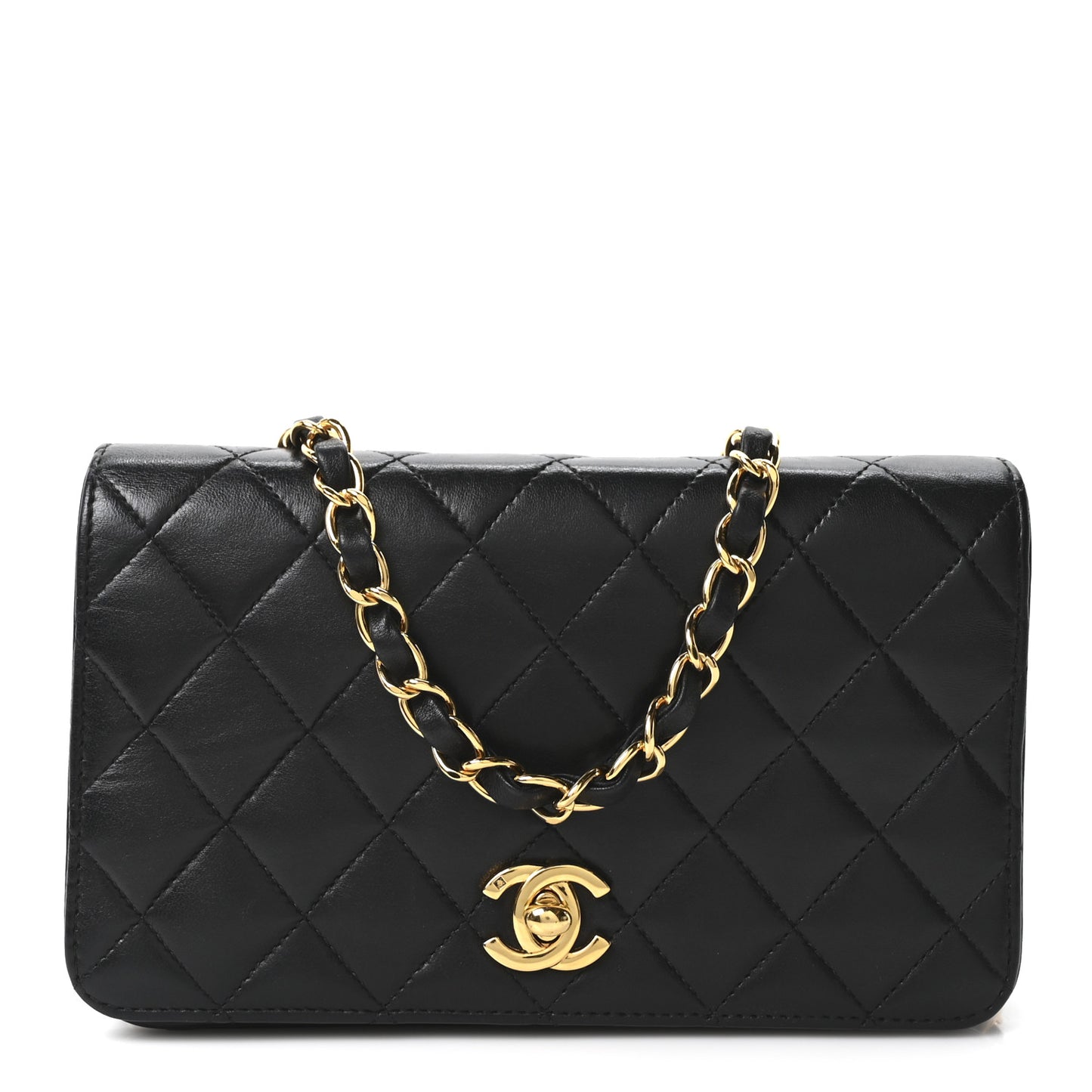 Lambskin Quilted Small Single Flap Black