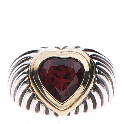 David Yurman Sterling Silver 14K Gold Garnet Heart Ring 57 8 1 of 6