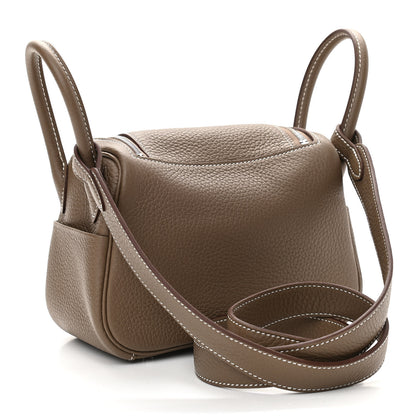 Hermes Taurillon Clemence Mini Lindy 20 Etoupe 2 of 10