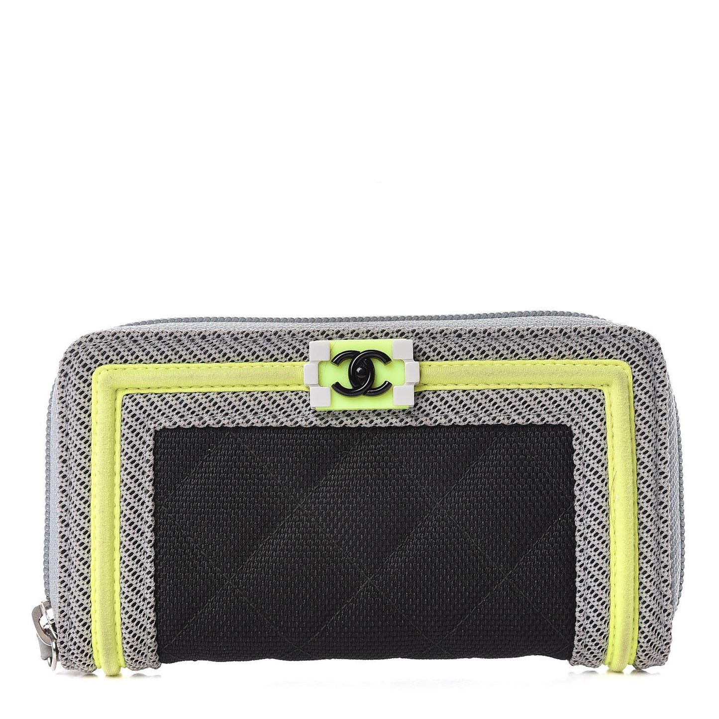 Canvas Quilted Small Fluo Boy Zip Around Wallet