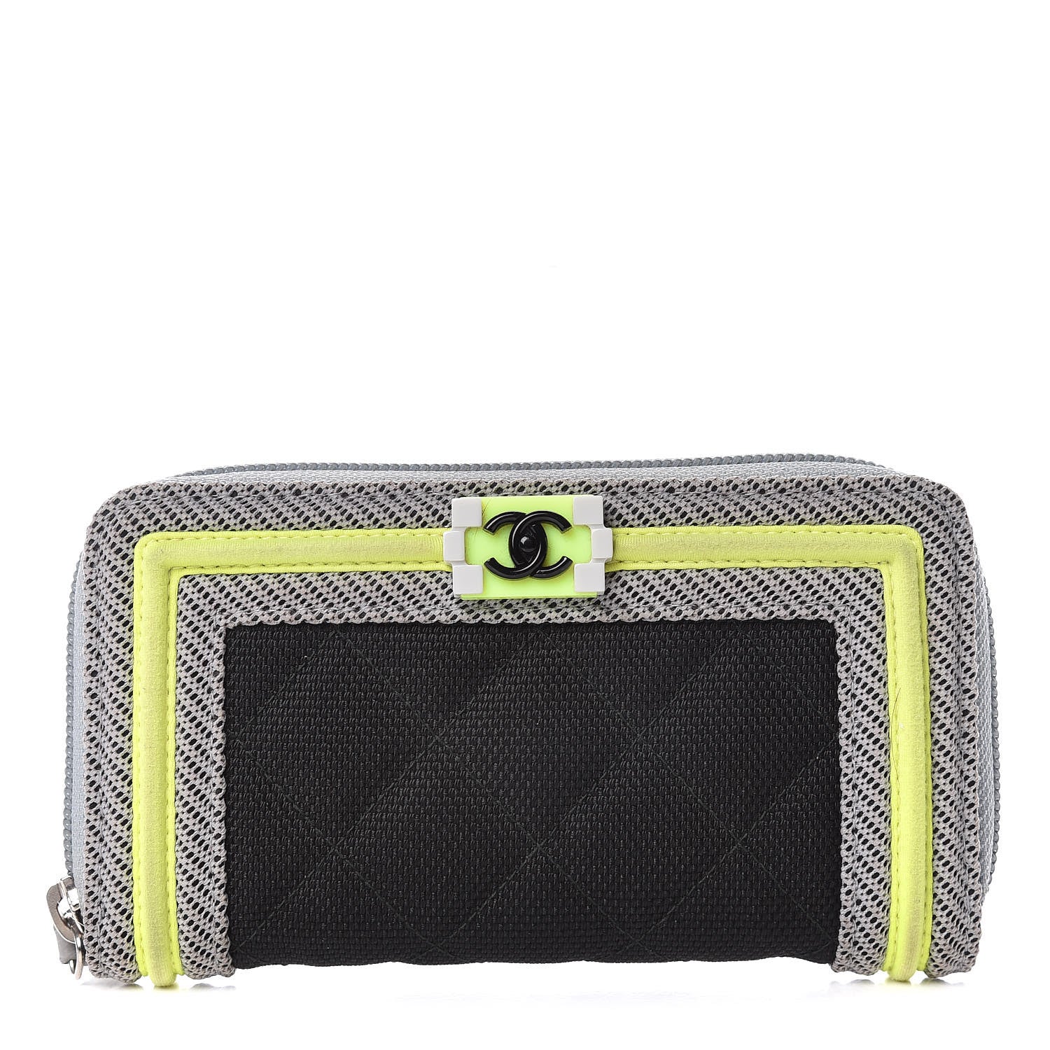 Chanel Canvas Quilted Small Fluo Boy Zip Around Wallet 1 of 13