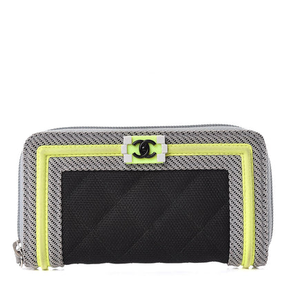 Chanel Canvas Quilted Small Fluo Boy Zip Around Wallet 1 of 13