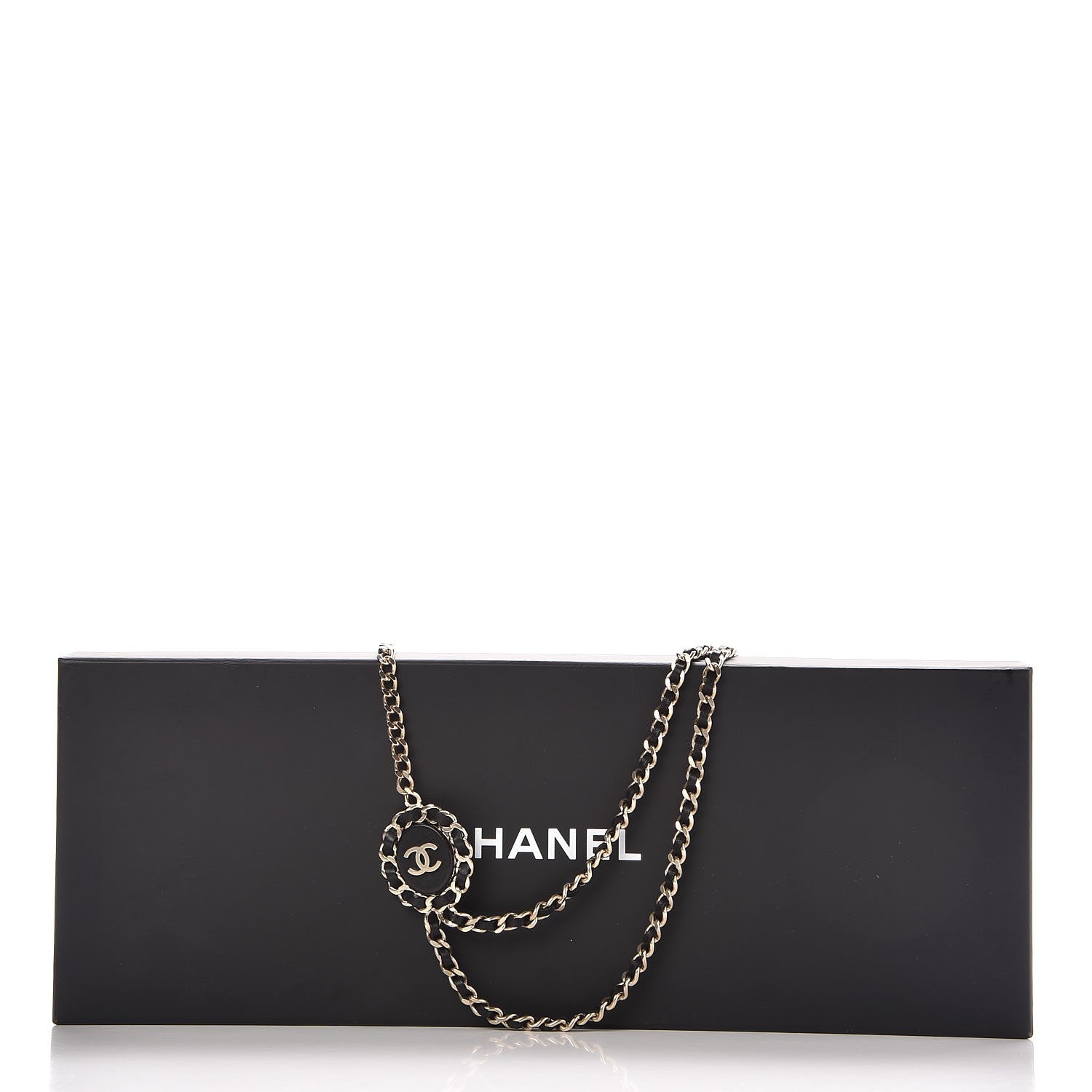 Chanel Lambskin CC Long Chain Necklace Black Gold 7 of 7
