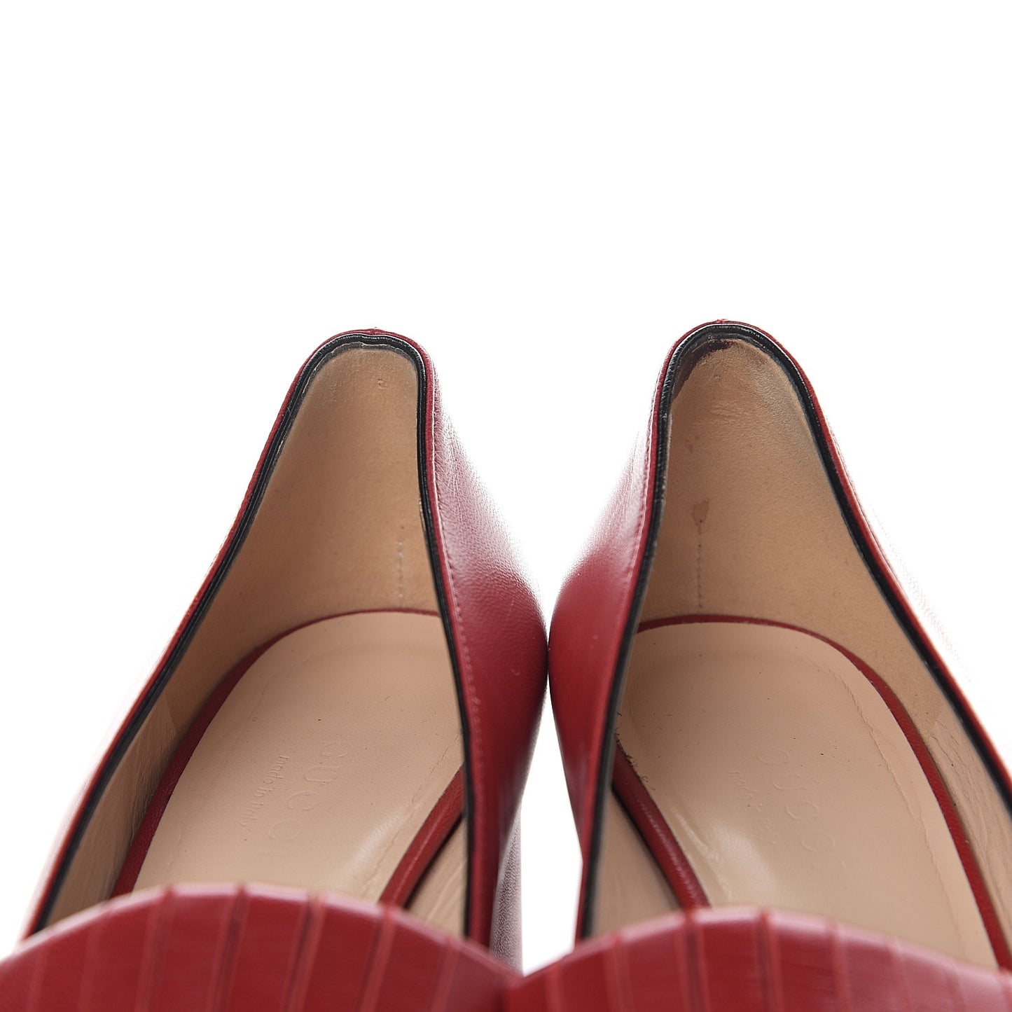 Malaga Kid GG Marmont Fringe 50mm Loafer Pumps 36 Hibiscus Red