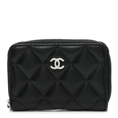 Chanel Lambskin Quilted Zip Coin Purse Black 1 of 8