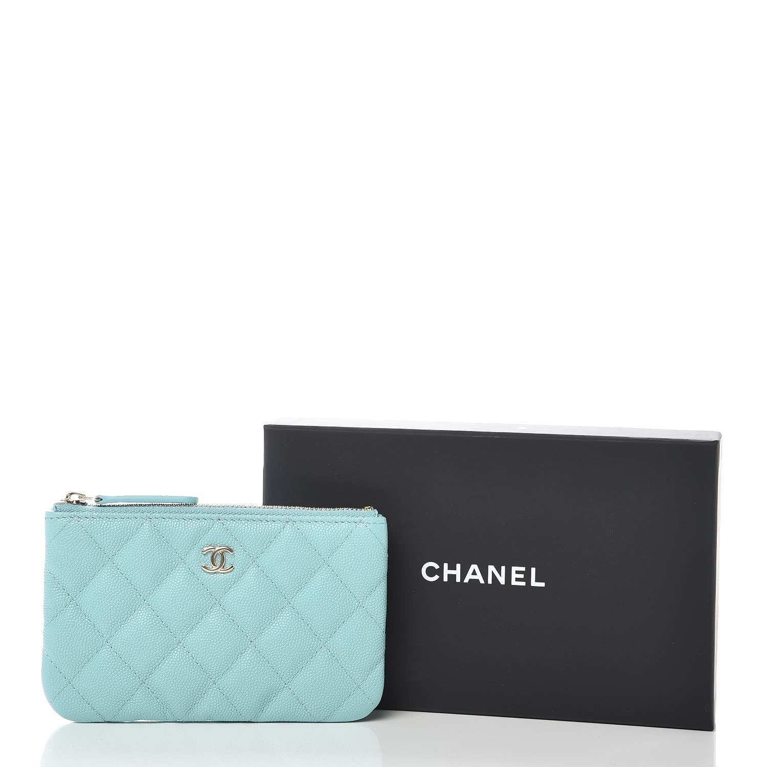 Chanel Caviar Quilted Small Cosmetic Case Light Blue 10 of 10