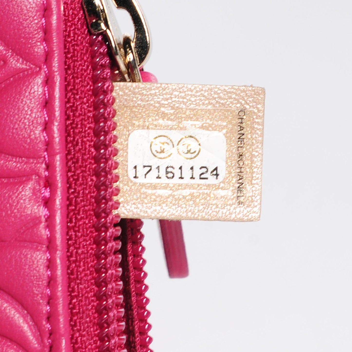 Lambskin Camellia Coin Purse Fuchsia