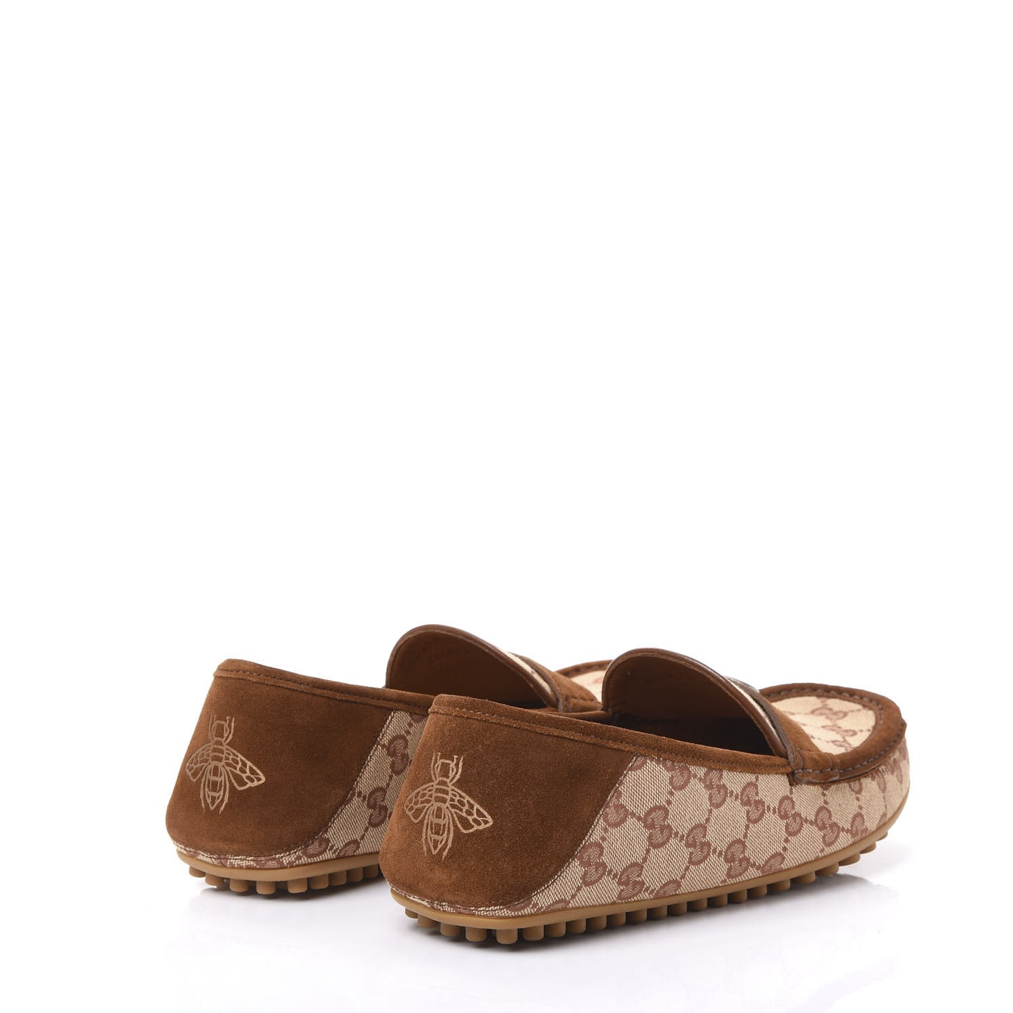 GG Monogram Suede Mens Driver Loafers 8 Beige Ruggine Cuir