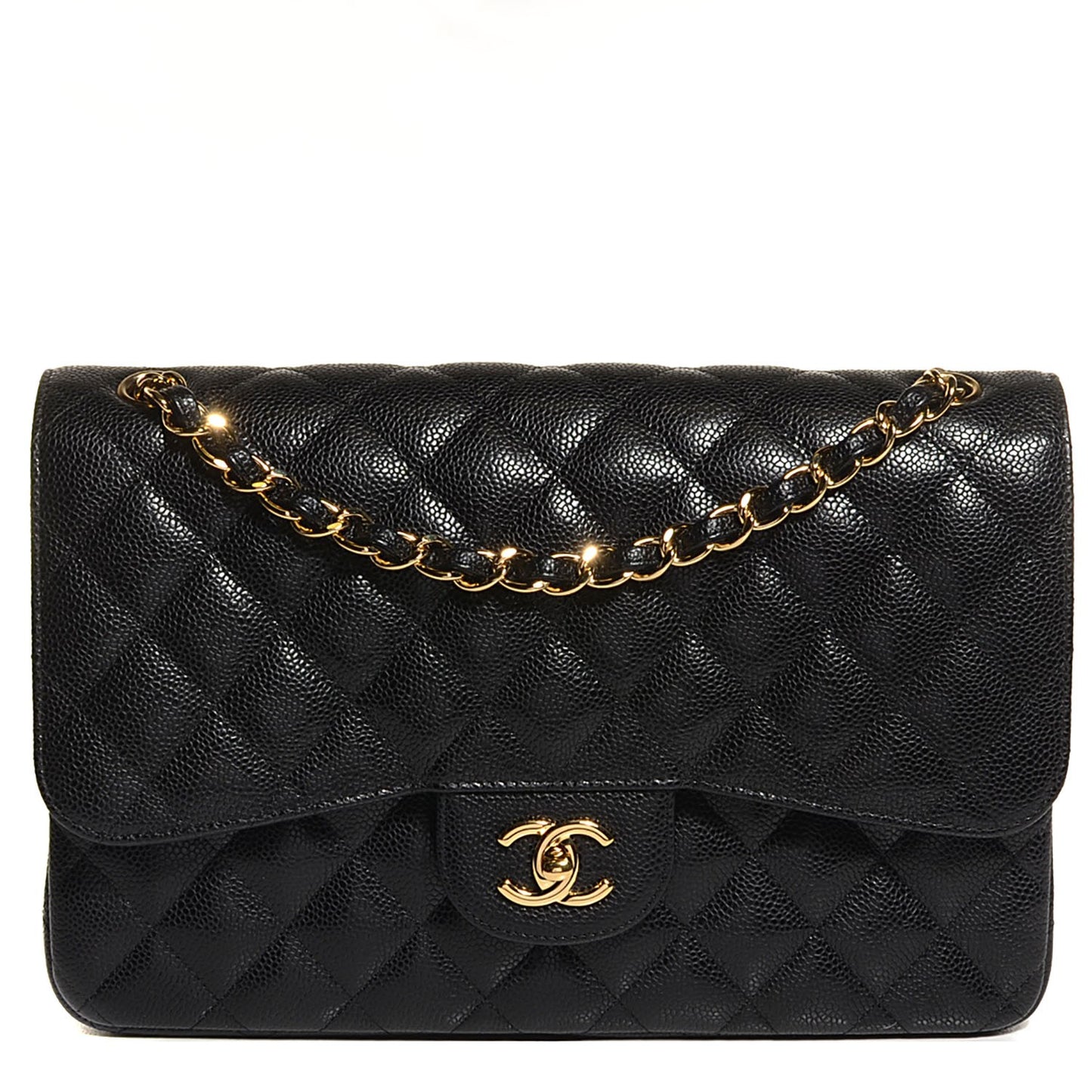 Caviar Quilted Jumbo Double Flap Black