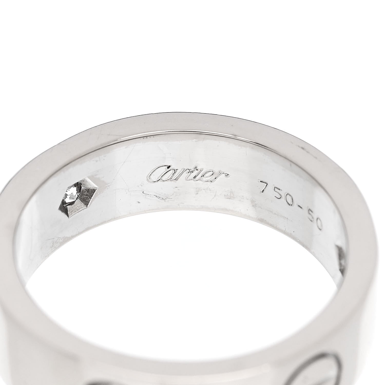 Cartier 18K White Gold 3 Diamond 5.5mm LOVE Ring 50 5.25 6 of 6
