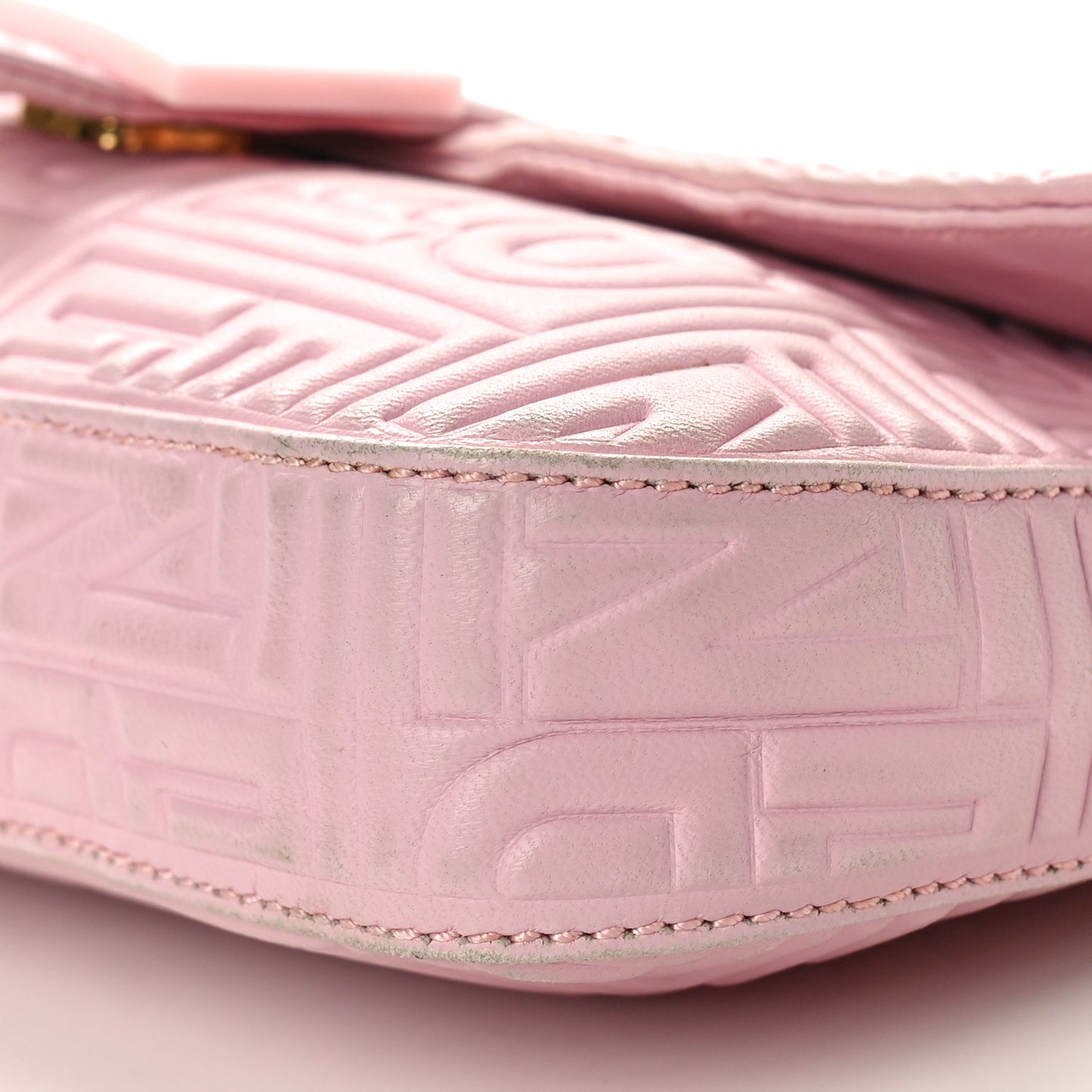 Nappa Logo Embossed Baguette Pink