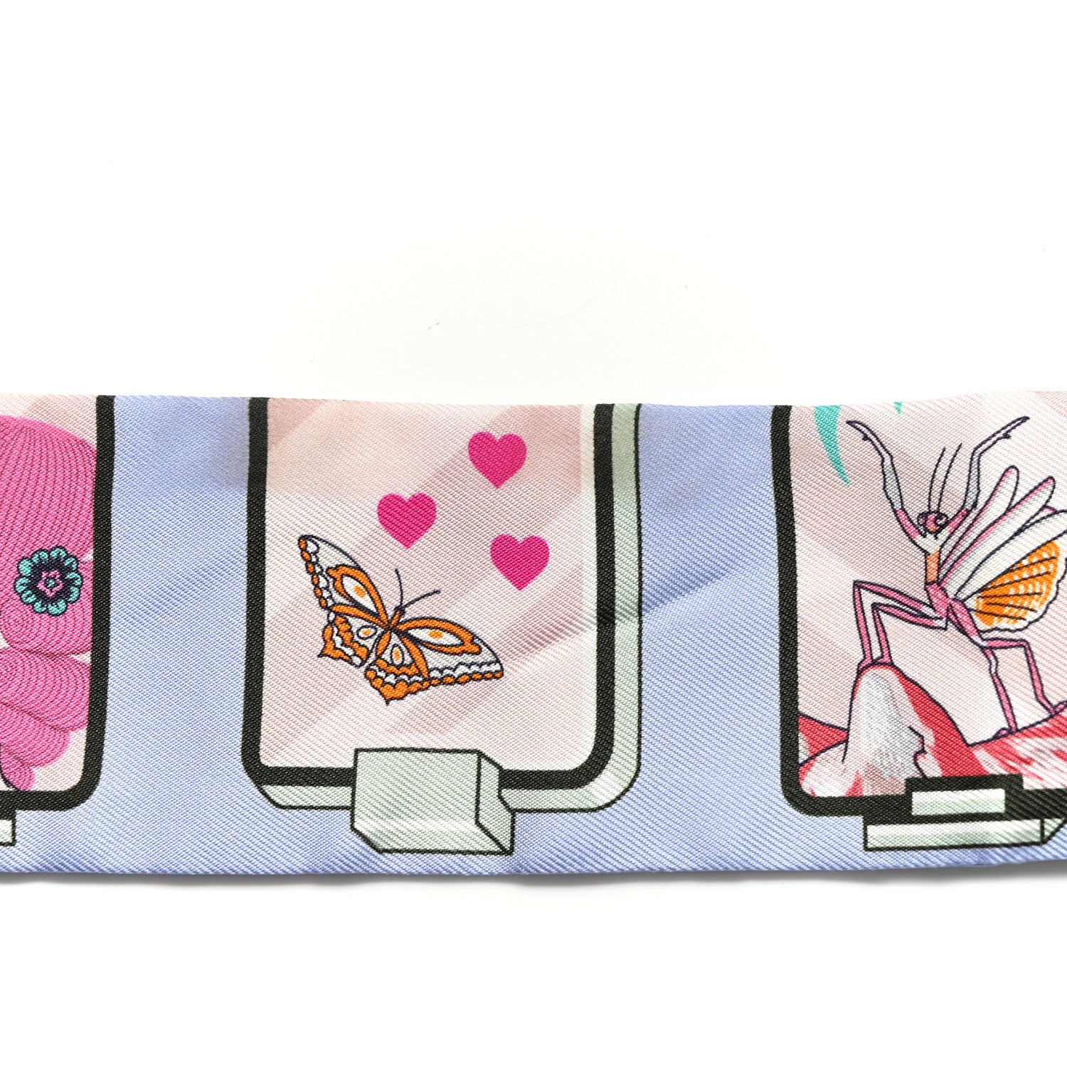 Hermes Silk Story Twilly Blue Pale Rose Vert 4 of 5