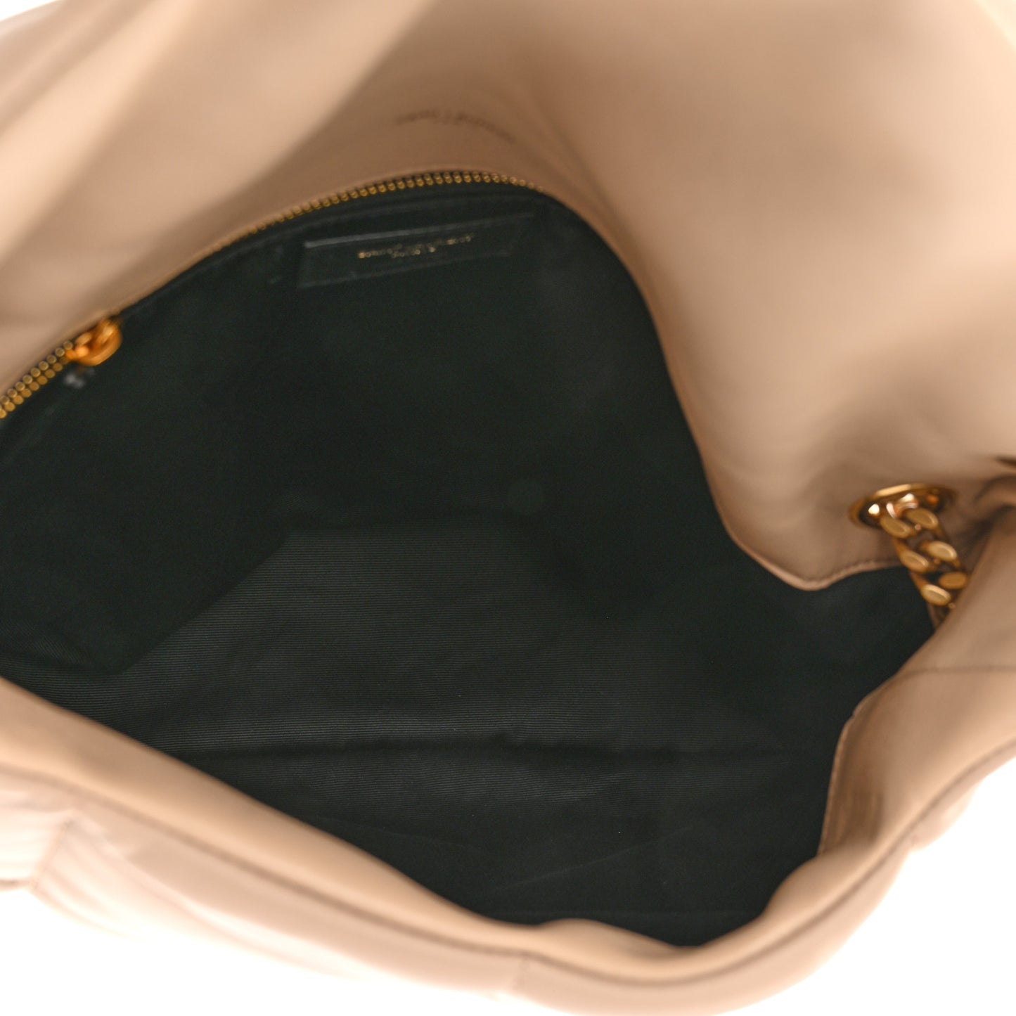Lambskin Quilted Medium Loulou Puffer Monogram Chain Satchel Dark Beige