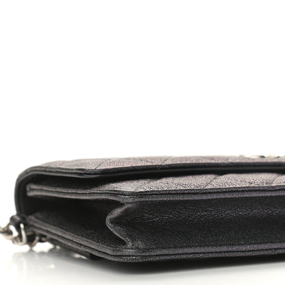 Chanel Iridescent Caviar Quilted Classic Pouch Clutch Black 11 of 13