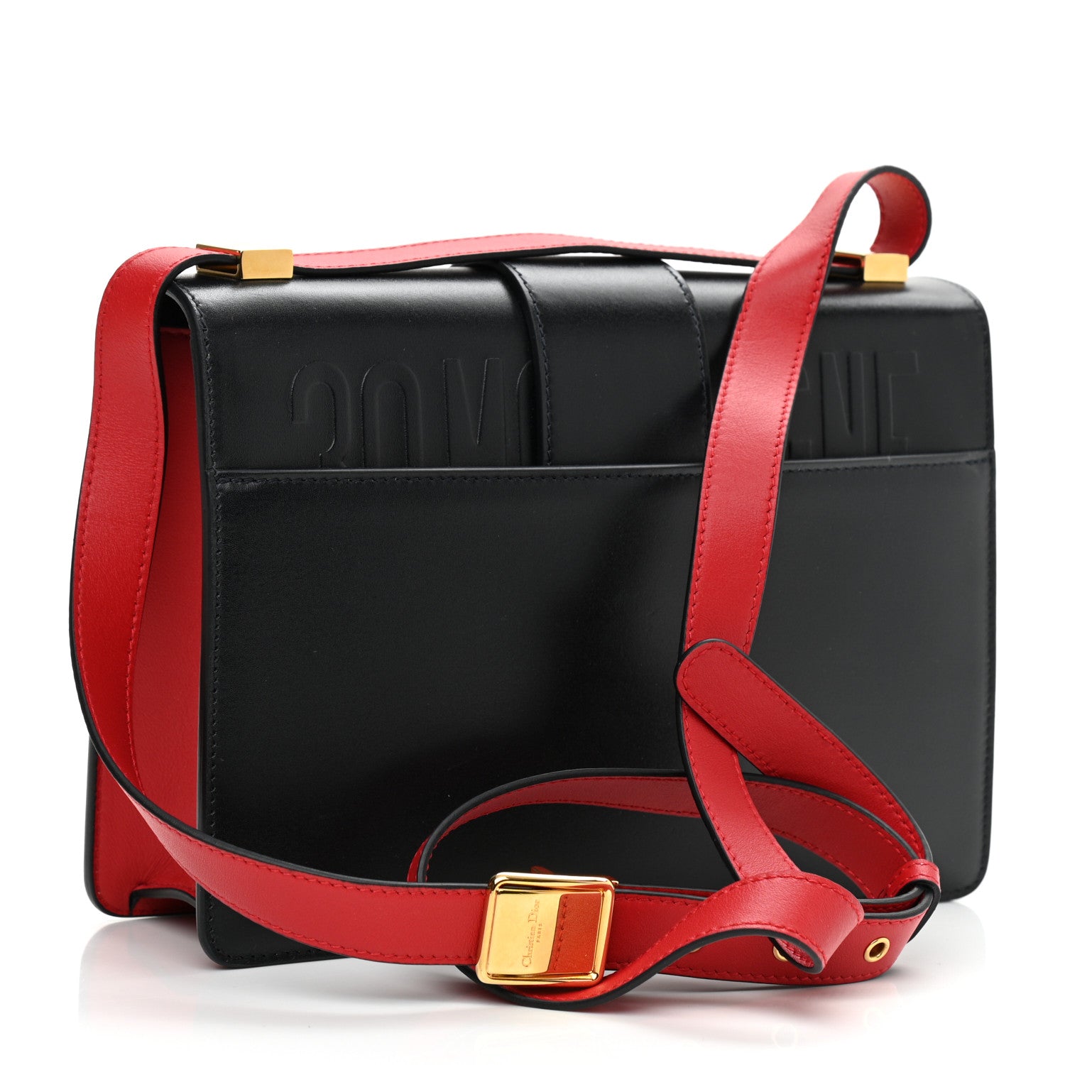 Christian Dior Box Calfskin Tri-Color 30 Montaigne Flap Bag Navy Blue White Red 2 of 9