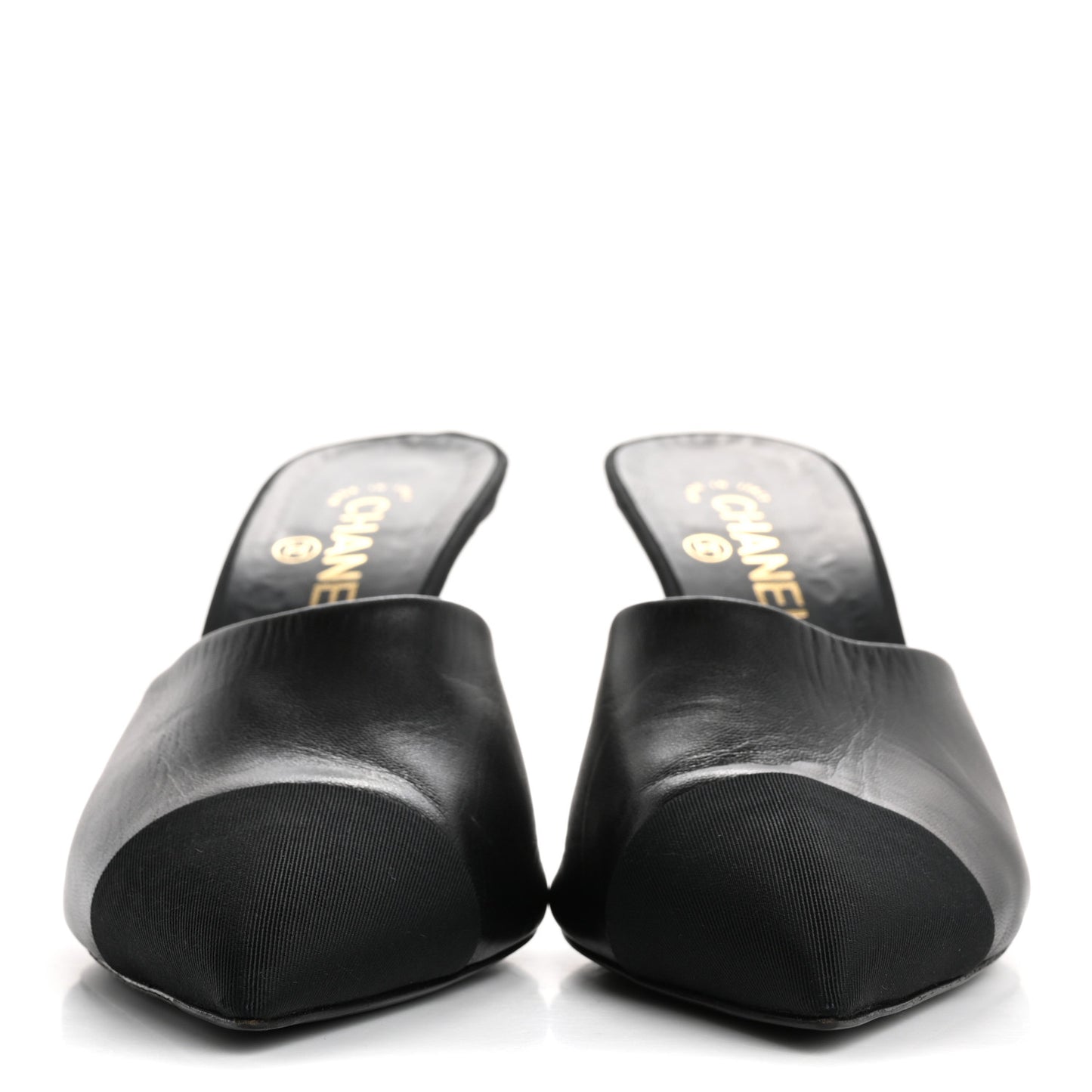 Goatskin Grosgrain Cap Toe Pearl Mule 40 Black