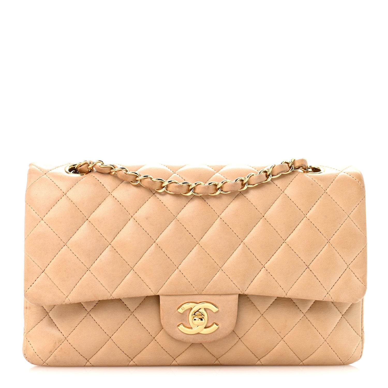 Chanel Lambskin Quilted Medium Double Flap Beige 1 of 13