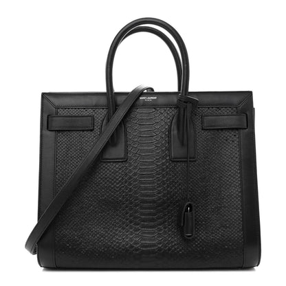 Saint Laurent Python Calfskin Embossed Small Sac de Jour Black 1 of 17