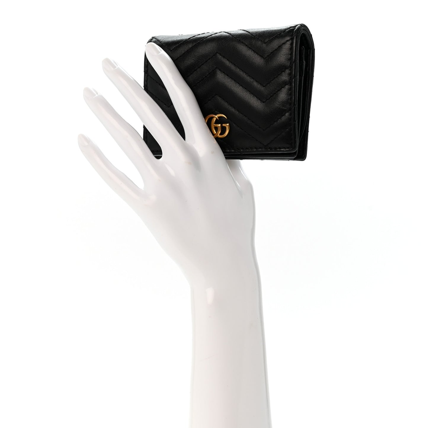 Calfskin Matelasse GG Marmont Card Case Wallet Black