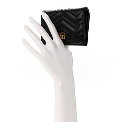 Gucci Calfskin Matelasse GG Marmont Card Case Wallet Black 2 of 12