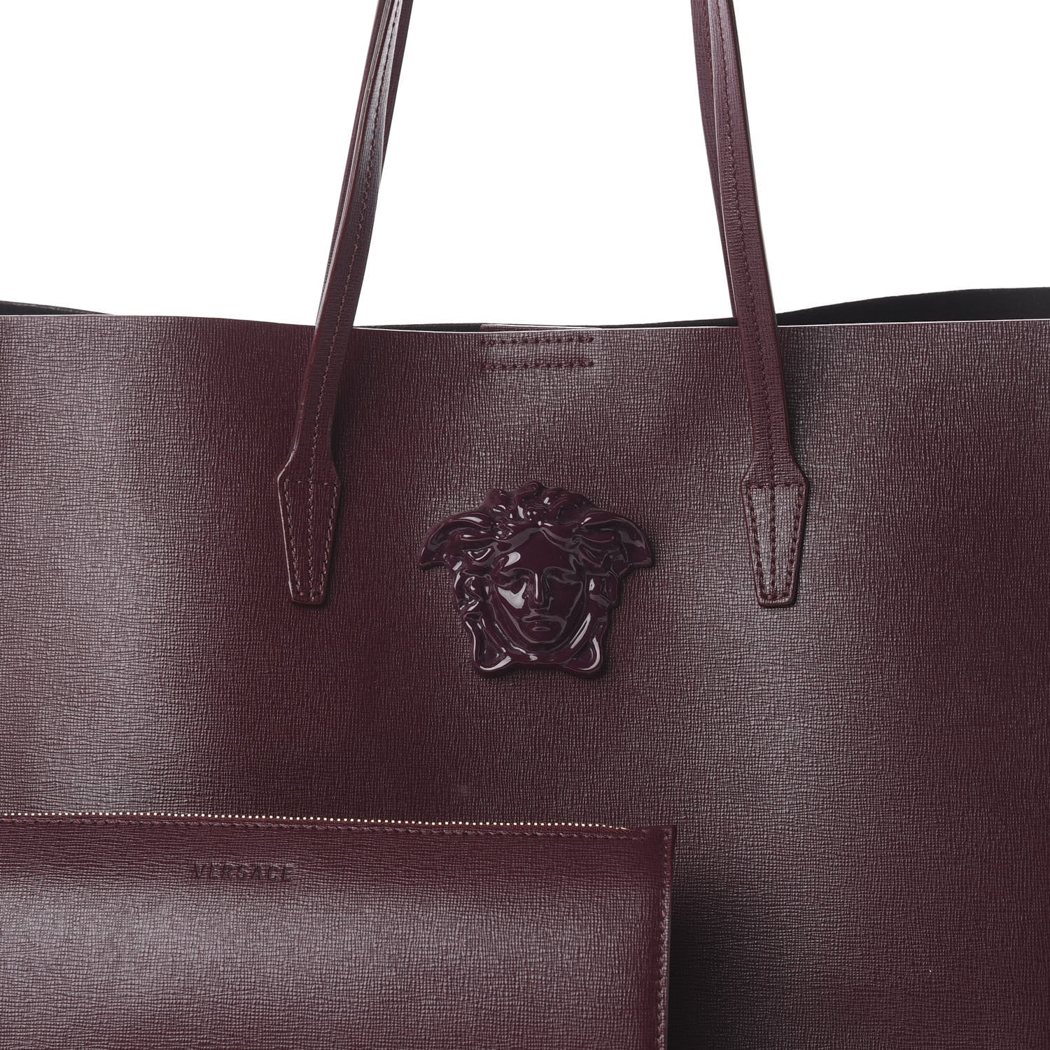 Versace Saffiano Palazzo Medusa Tote Burgundy 8 of 8