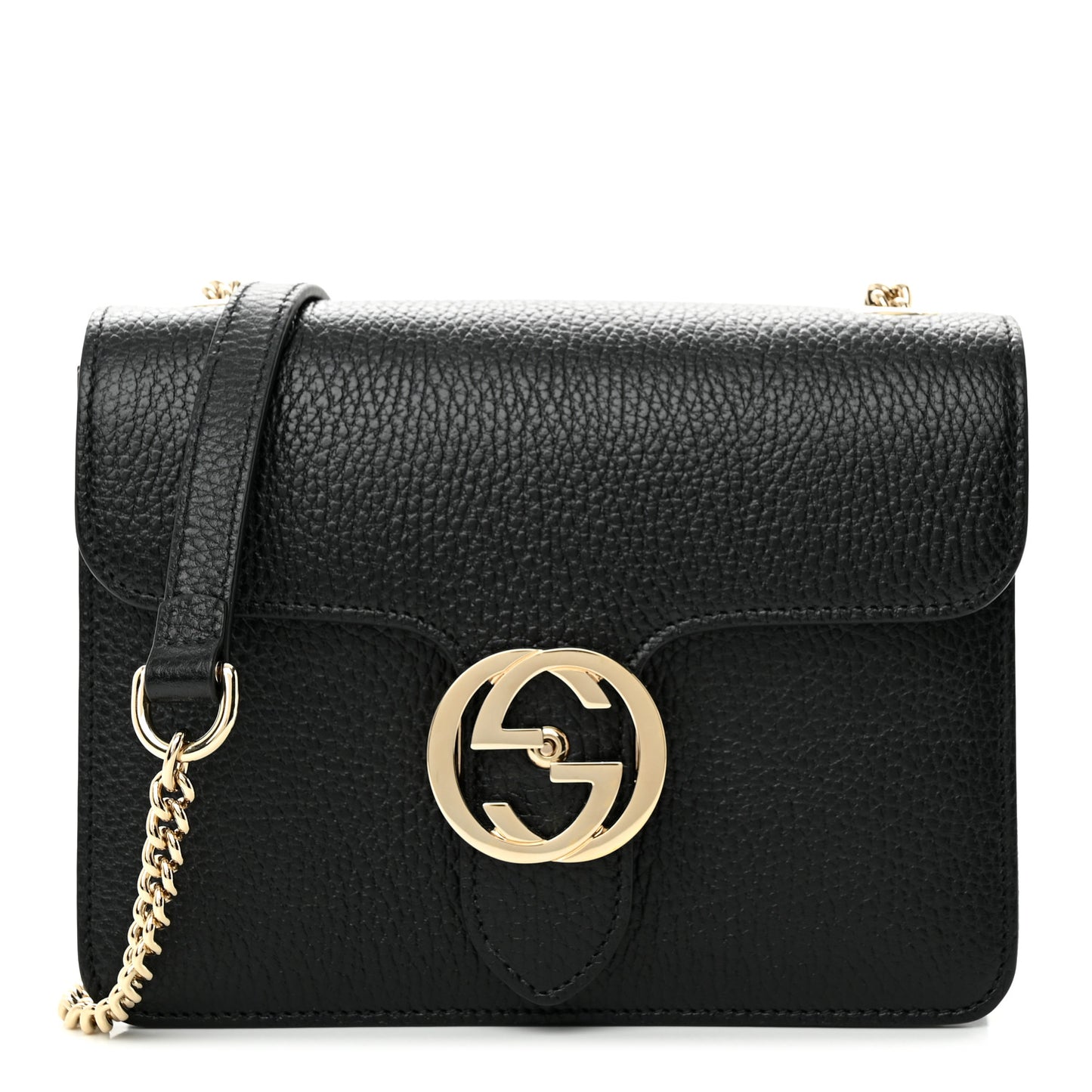 Dollar Calfskin Small Interlocking G Shoulder Bag Black